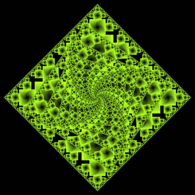 Crystal2 render, green crystalline spiral on black background