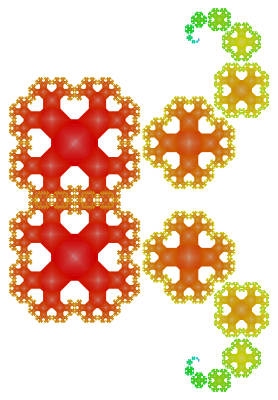 ctree curl render, red orange and green scale-like curling pattern
