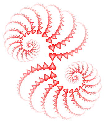 hearts2 render, dense four-armed spiral of red hearts