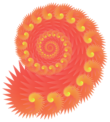 Spikes render, red and orange spiky spiral shape