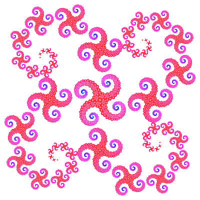 starfish2 render, pink and magenta four-armed spiral